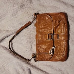 Fossil Tan Distressed Leather Shoulder Bag